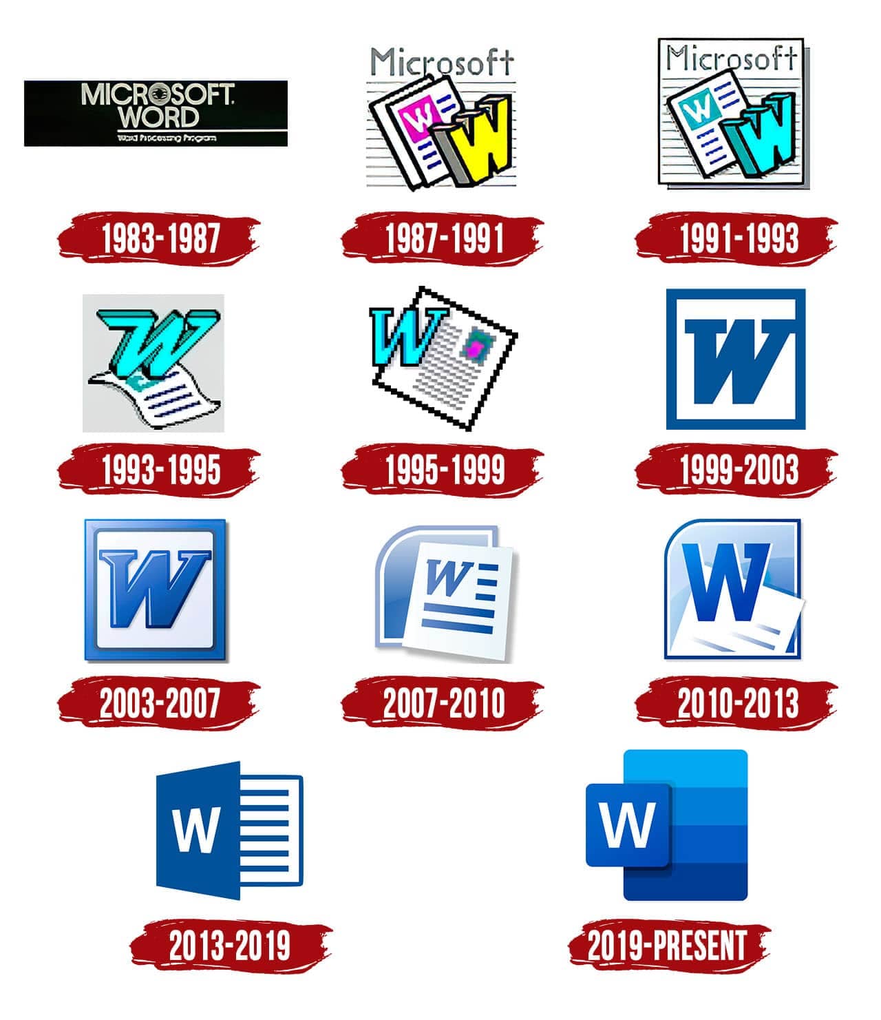 Evolution Of Microsoft Word Logo Printable Templates Free 2364