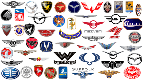 All Car Logos with Wings (about 65 brands)
