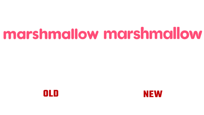 Marshmallow Old and New Logo (history)