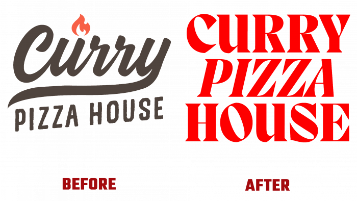 Curry Pizza House Before and After Logo (history)
