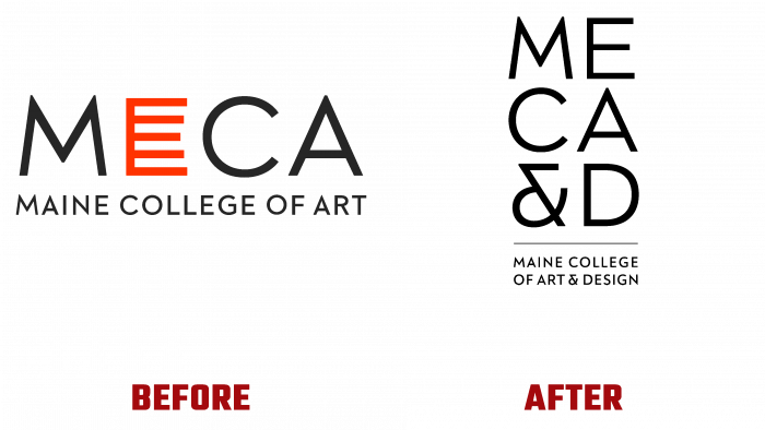 Maine College of Art & Design (MECA&D) Before and After Logo (history)