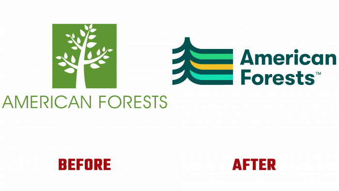 American Forests Before and After Logo (history)