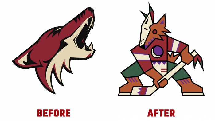 Arizona Coyotes Before and After Logo (history)