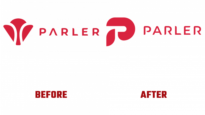 Parler Before and After Logo (history)