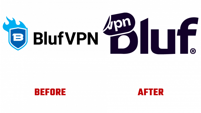 BlufVPN Before and After Logo (history)