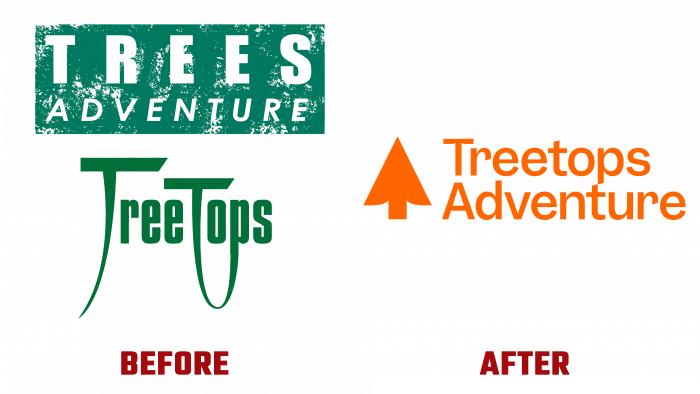 Treetops Adventure Before and After Logo (history)