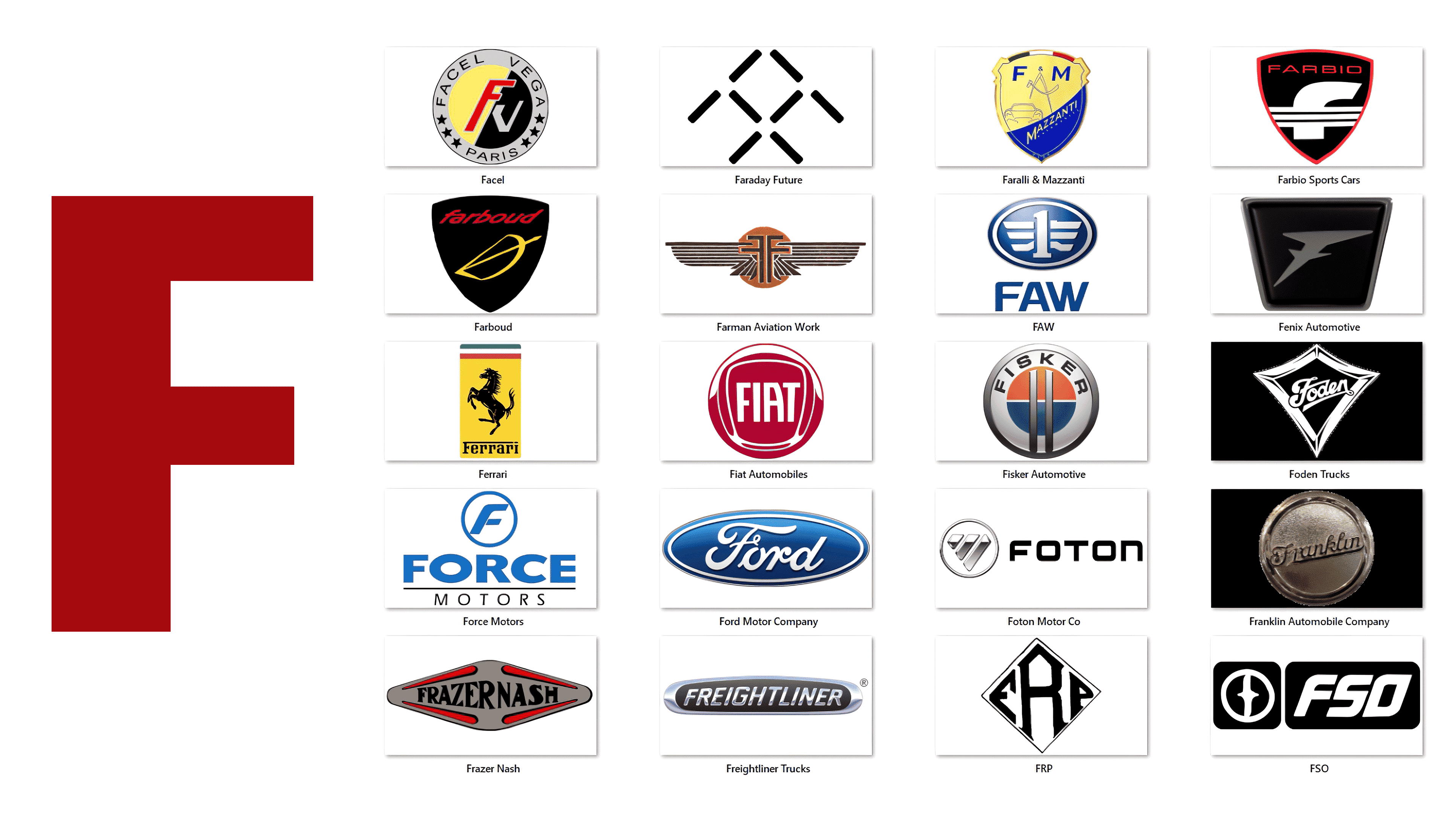 Car Manufacturers that start with F