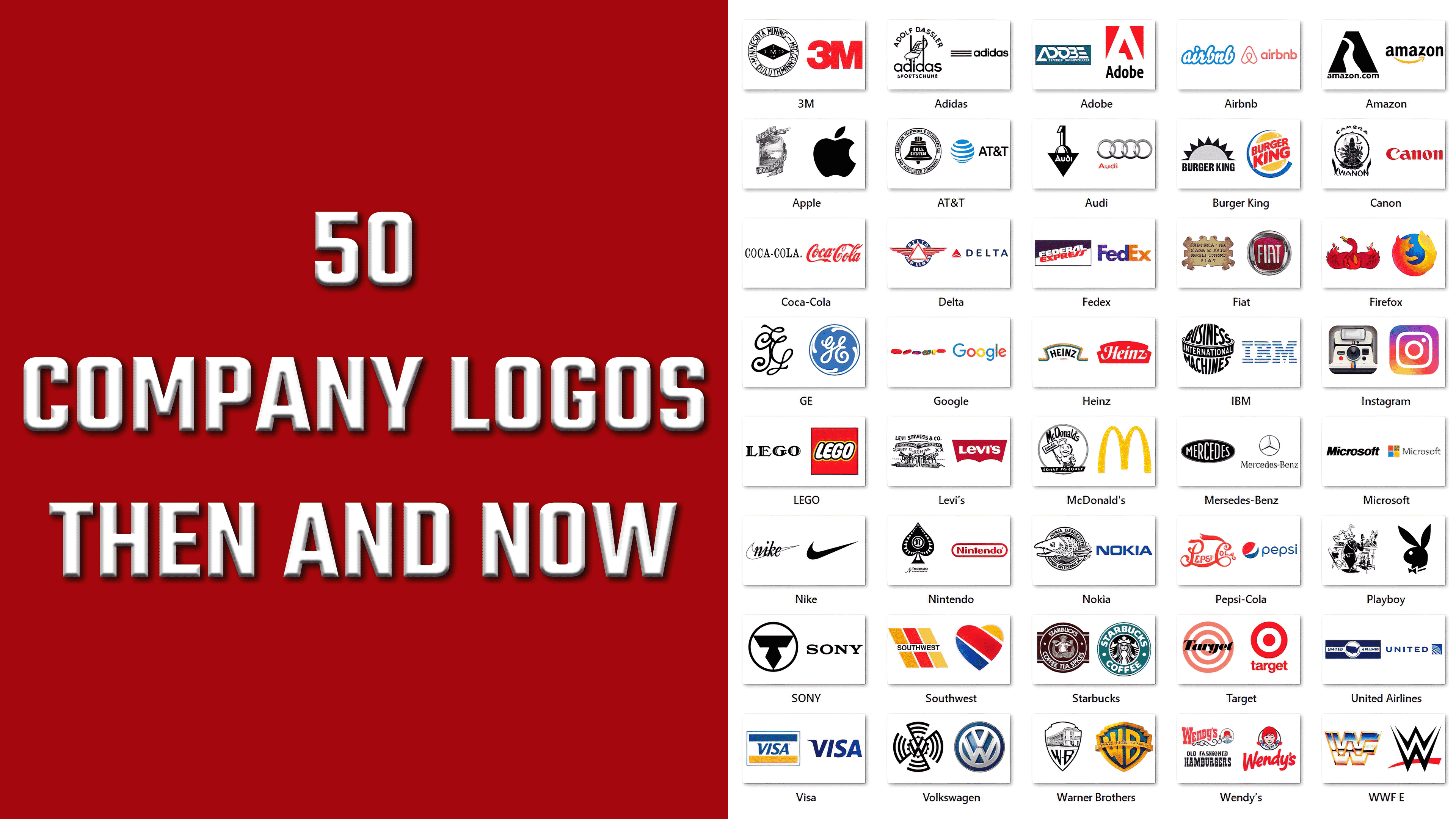Best 50 Company Logos Then and Now