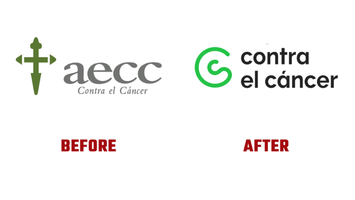 Asociación Española Contra el Cáncer Before and After Logo (History)