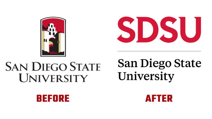 San Diego State University Before and After Logo (History)