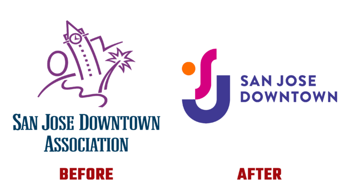 San Jose Downtown Association Before and After Logo (History)