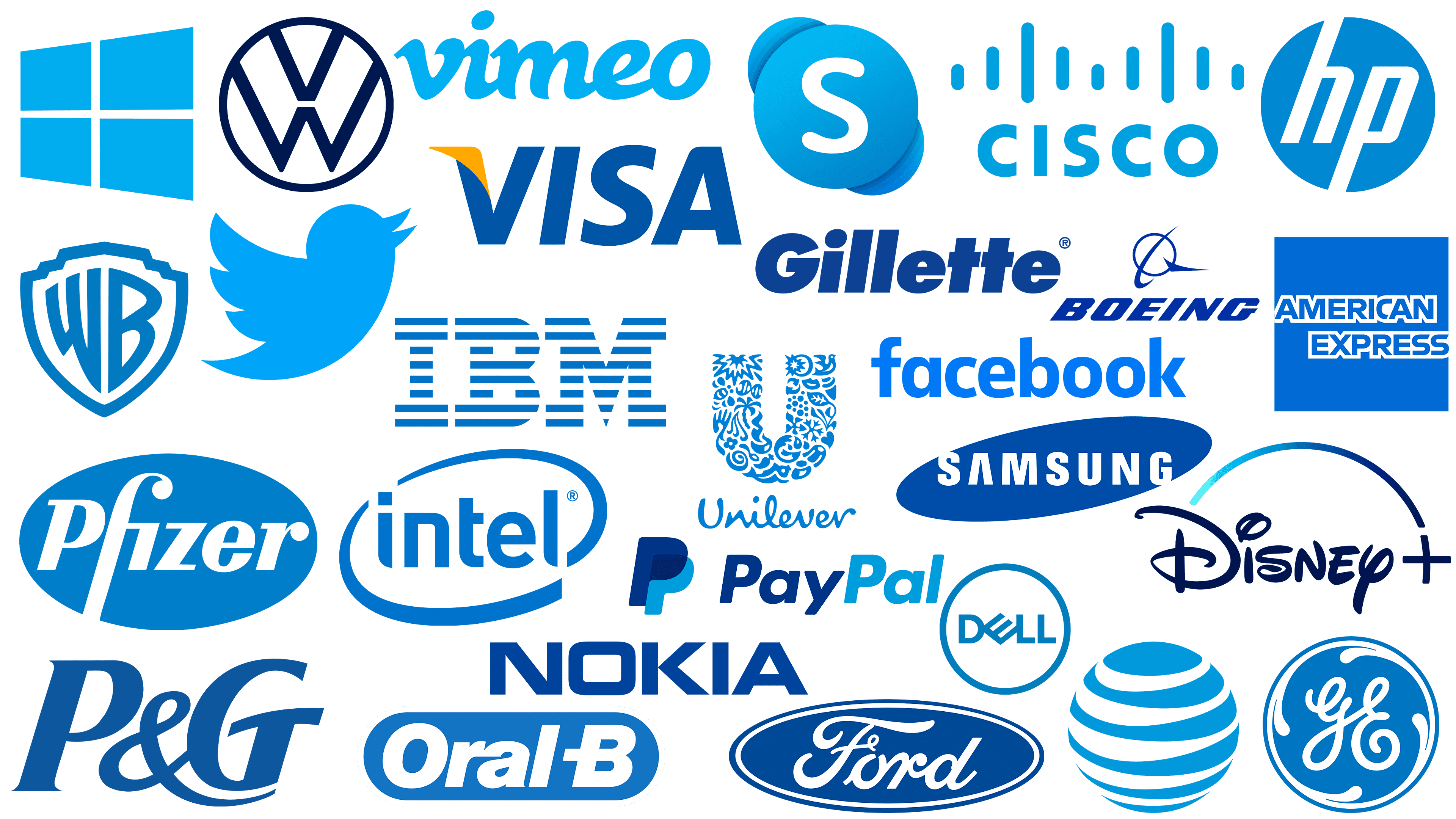 Most famous logos in Blue