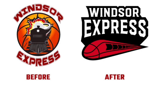 Windsor Express logo evolution (before and after)